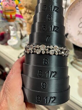 Silver-tone Bracelet With Faceted Stone accent - adjustable from 6.5 - 7.5